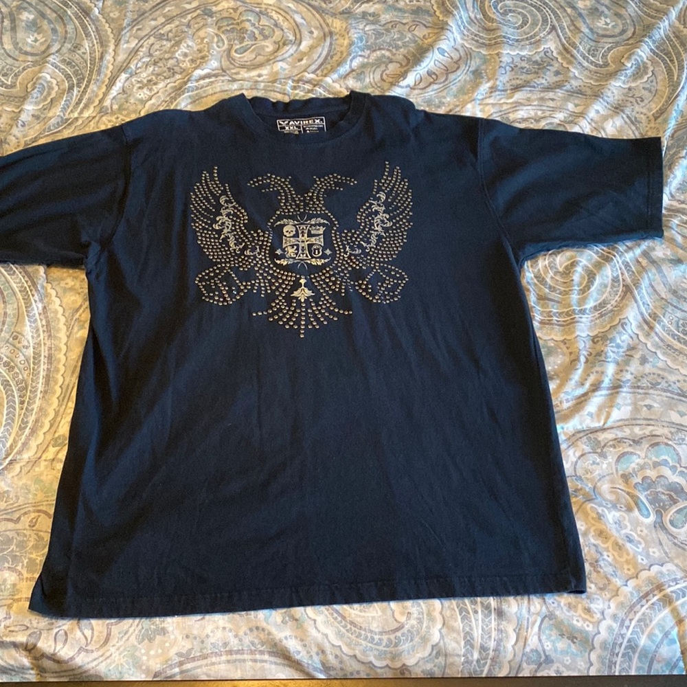 Avirex T-Shirt Studded Design Black 2XL Mens